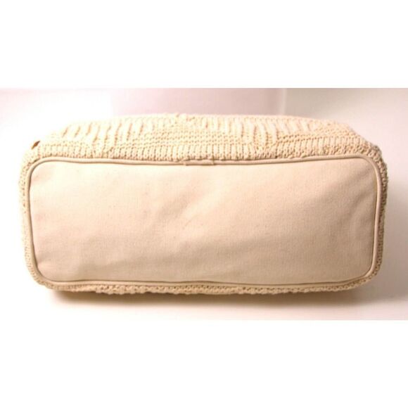 LRG BONFANTI NATURAL KNIT COTTON BROWN GENUINE LEATHER SHOULDER BAG HANDBAG HOBO - Picture 8 of 12